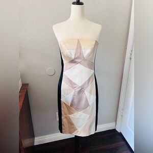 Cache satin geometric cocktail dress